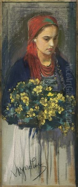 Girl With Flowers - view 1