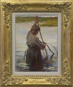 Fisherman With Net by Leon Wyczolkowski