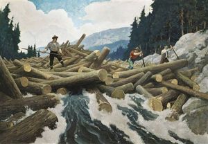 Breaking The Log Jam by Newell Convers Wyeth