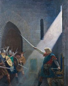 Wallace Draws The King's Sword by Newell Convers Wyeth