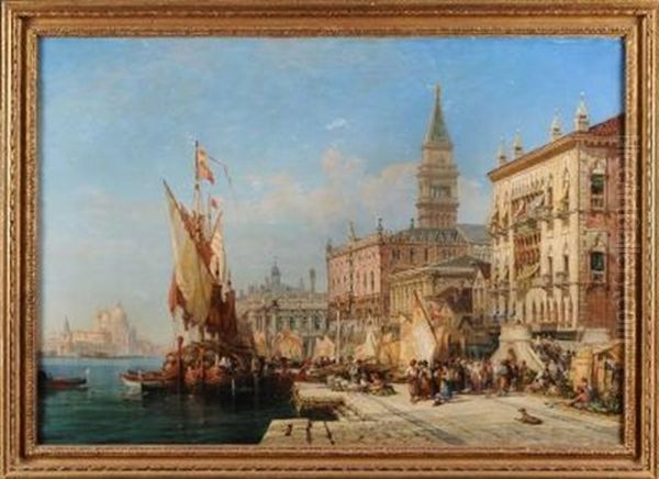 Riva Degli Schiavoni, Looking Towards The Doge's Palace And The Cammpanile, A View Across The Lagoon To The Santa Maria Della Salute - view 1