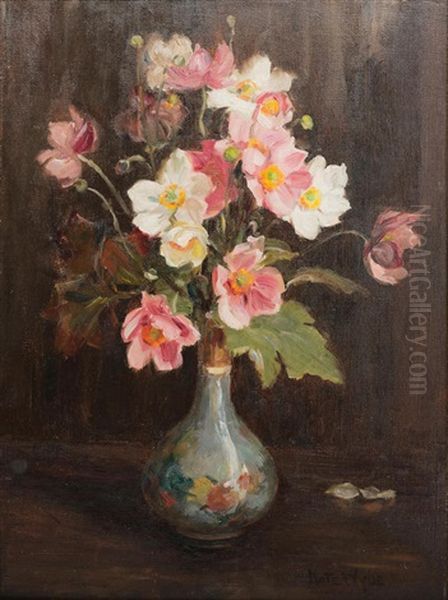 Mixed Blooms In A Chinese Vase - view 1