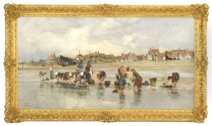 Washing By The Shore, With Dry-docked Boats In The Background Washing By The Shore, With Dry-docked Boats In The Background