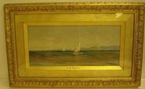 Sailing Vessels Off A Coastline by Charles William Wyllie