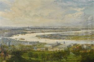 The Flowing River Winds Past Palace, Park, And The Homes Of Toiling Millions by William Lionel Wyllie