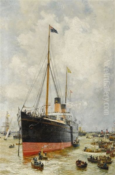 Spithead, 4th August 1889. H.i.m. The Emperor Of Germany And H.r.h. The Prince Of Wales Inspecting The "teutonic" Mercantile Armed Cruiser, White Star Line - view 1