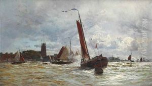 Sailing On The River Near Dordrecht