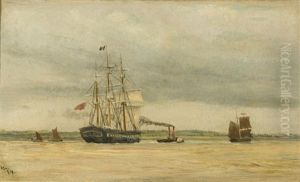 On The Medway [a Pair] by William Lionel Wyllie