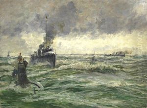 Submarines And Torpedo-boat Destroyers Entering Portsmouth