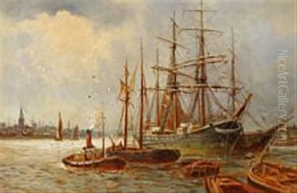 Harbour Scene With Anchoring Ships - view 1