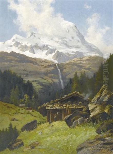 Sommerliche Alp Vor Bergmassiv - view 1