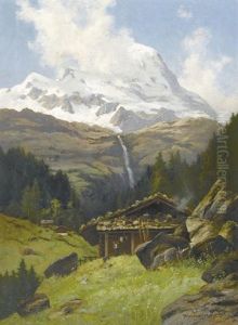 Sommerliche Alp Vor Bergmassiv by Karl Christian Wymann Mory