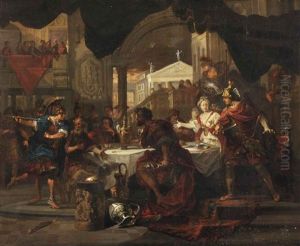 Phineus Interrupting The Wedding Of Perseus And Andromeda by Domenicus van (Ascanius) Wynen
