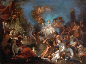 A Bacchanale Scene by Domenicus van (Ascanius) Wynen