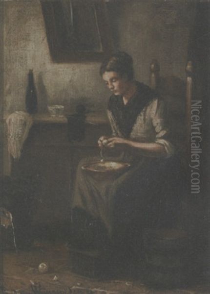 Interior With Woman Peeling Potatoes - view 1