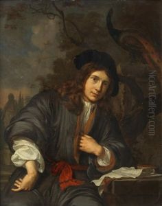Portrait Of A Young Man, Three-quarter-length, Seated In A Garden With A Peacock