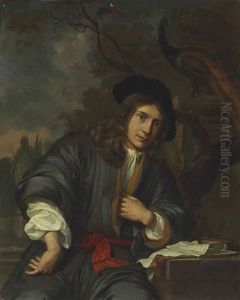 Portrait Of A Young Man, Three-quarter Length, Seated In A Garden With A Peacock
