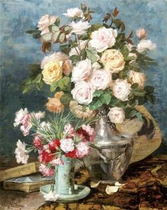 Nature Morte Aux Roses Et Oeillets