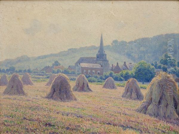 'dave, Les Gerbes' / Wheat Sheaves In The Belgian Village Dave-sur-meuse - view 1