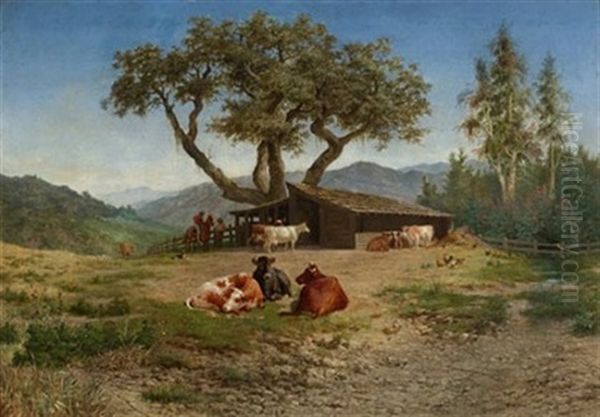 Cowboys With A Herd Of Cattle - view 1