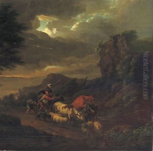 An Italianate Landscape With A Peasant Family In A Thunder Storm