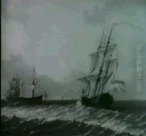 Ships In A Breezy Sea by Franciscus Xavery