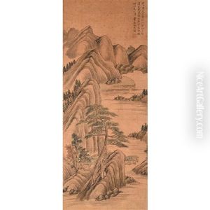Landscape Hanging Scroll by Xi Gang