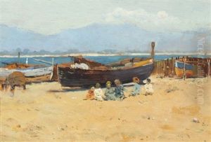 The Beach At Terracina by Bruno Ximenes