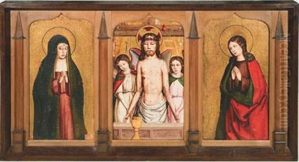Le Christ Au Tombeau Entre Deux Anges (triptych) - view 1