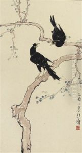 Two Mynas On A Tree Branch by Xu Beihong