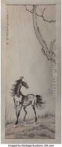 A Chinese Pictorial Scroll Painting With Horse Motif Attributed To Xu Beihong by Xu Beihong