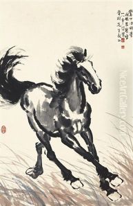 Running Horse On Grassland by Xu Beihong