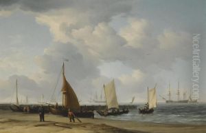 A Dutch Fishing Pinck Hauled Up On The Beach