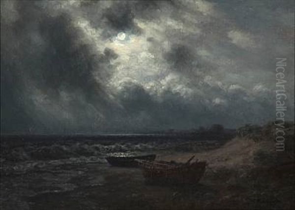 Beach Scene In Moonlight - view 1