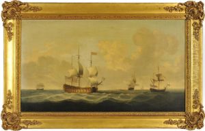 A Flagship Wearing A Flag Of The Vice Admiral Of The Red, 
Before The Wind
