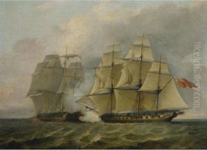 The Battle Between The Chesapeake And The Shannon by Charles Brooking