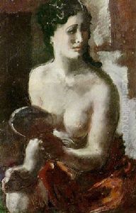 Nude With Red Drapery
