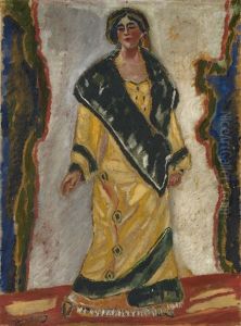 Woman In Yellow Coat by Georgiy Bogdanovich Yakulov