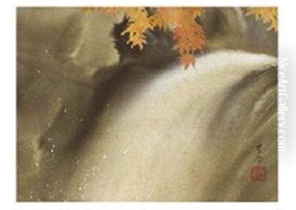 Waterfall With Colored Leaves - view 1