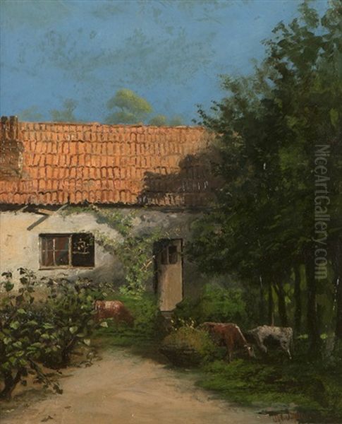 Cows Grazing Before A Cottage - view 1
