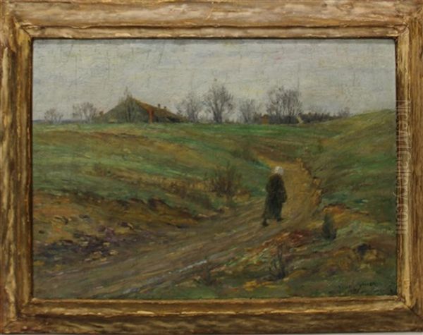 Figure Walking Along Dirt Path - view 1