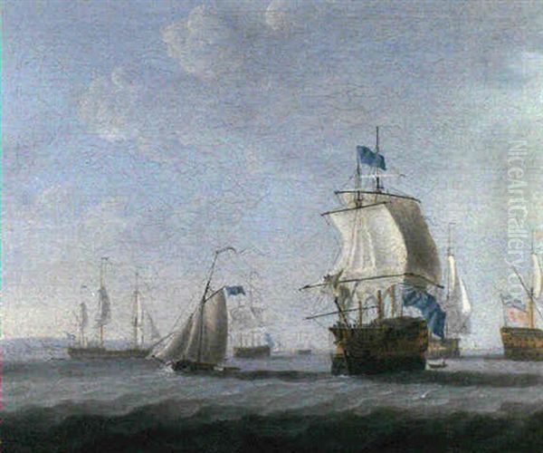 Ships Carrying A Vice-admiral Of The Blue And A Rear-admiral Of The Red, Thought To Be In The Solent With Hurst Castle - view 1