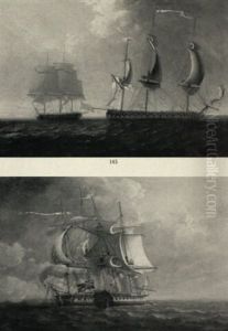 British Frigates Engaging French Ships On The Channel