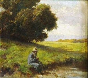 Wanderer Am Seeufer by Rudolf Yelin