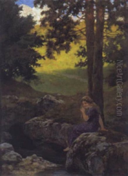 Kleines Madchen An Einer Waldquelle - view 1
