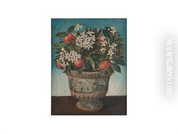 Flores Y Frutas En Recipientes De Loza (pair) - view 1