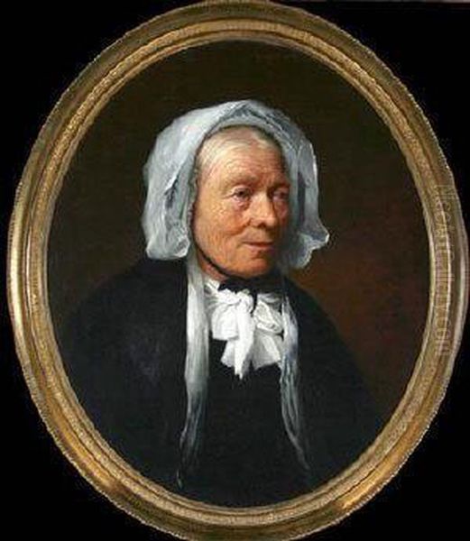 A Bust Portrait Of An Elderly Lady Wearing A White Bonnet And Black Lace-trimmed Shawl - view 1