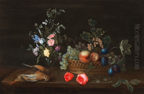 A Still Life Of Flowers And Fruit With Wildfowl - view 1