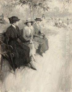 Ladies Chatting In The Park by Frederick Coffay Yohn