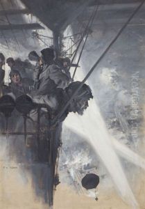 Fore And Aft He Bellowed. Heave On!, (illus. For Scribner's Magazine) by Frederick Coffay Yohn